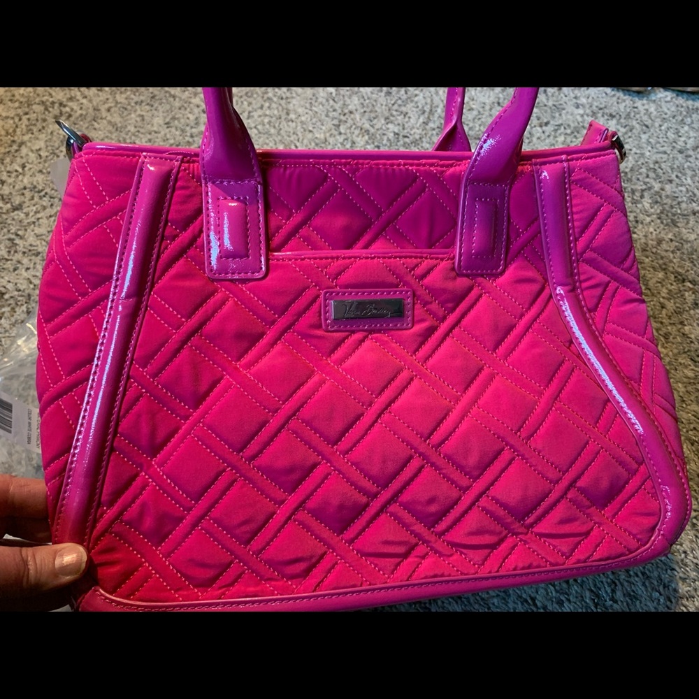 Vera Bradley Fuchsia Pink with Patent Handles Handbag